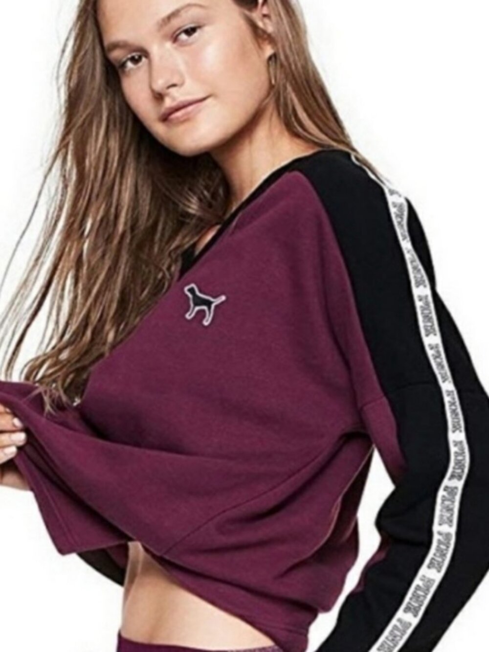 🔥SALE Y2k PINK Victoria's Secret SWEATSHIRT Women's V-Neck Pullover Long Sleeve - Picture 9 of 16